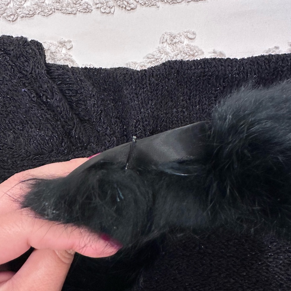 100% Real Rabbit Fur Trim Cardigan - Picture 5 of 6